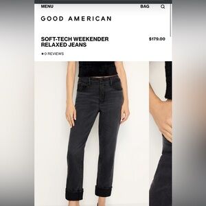 Good American by Khloe Kardashian Soft-Tech Weekender Jeans in Black